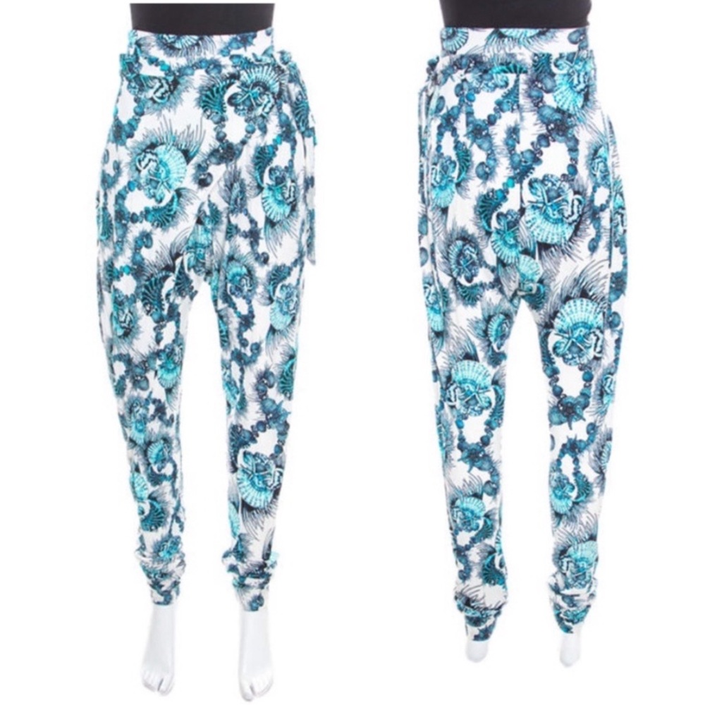 π JUST CAVALLI seashell draped pant, tie front multicolor shell print NEW - Picture 3 of 6